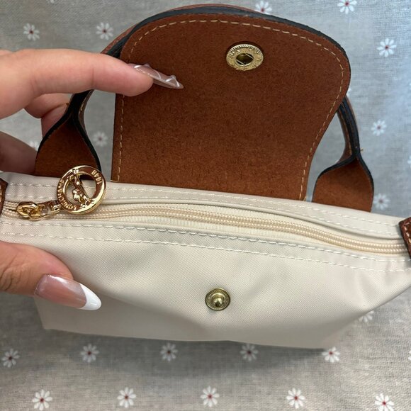 Longchamp Mini Bag in Cream and Brown - Picture 3 of 5